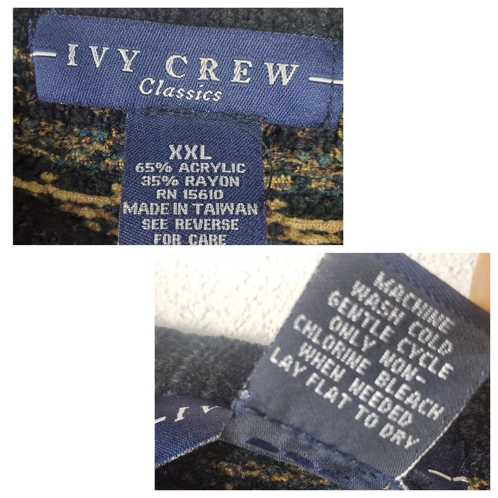 Vintage 90s Ivy Crew Pullover Crewneck Multicolor Sweater Indie Grandpa Fall XXL - Picture 10 of 15